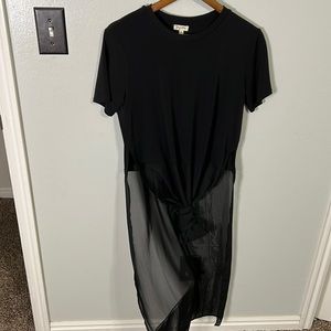 Black shirt with sheer duster